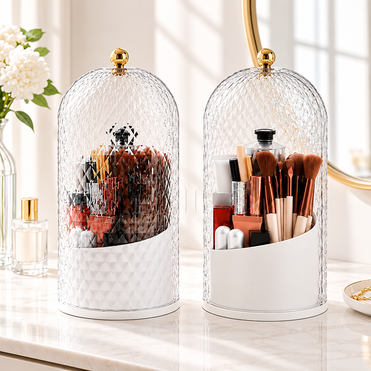 MakeupOrden™ – Hold styr på din makeup med 360° roterende opbevaring