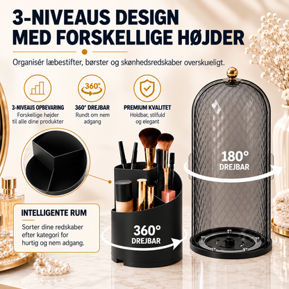 MakeupOrden™ – Hold styr på din makeup med 360° roterende opbevaring