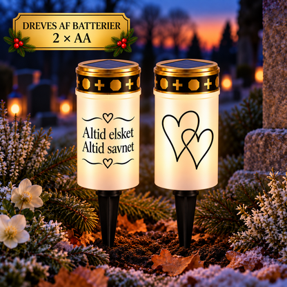 GravLys™ – Smukke mindelys med LED, solcelle og batteridrift