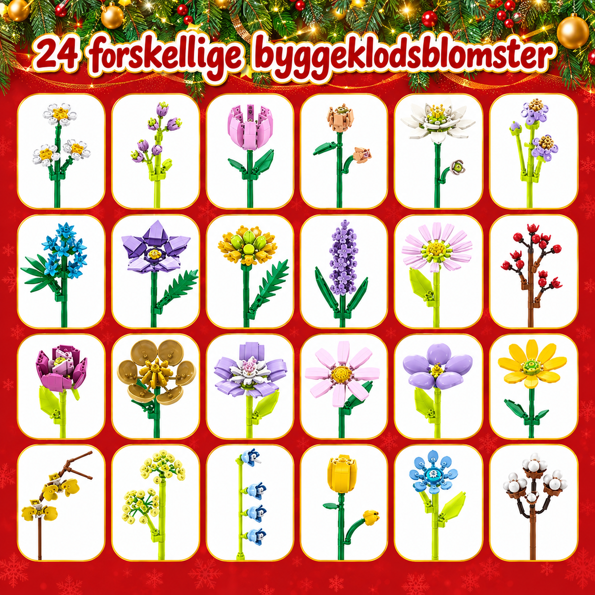 BlomsterJul™ – Byg en smuk buket med 24 magiske juleoverraskelser
