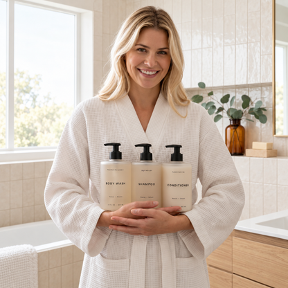 BadeOrden™ – Stilrene dispensere til shampoo, balsam og showergel