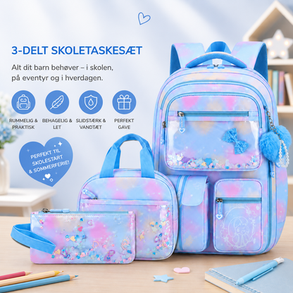 SkoleStjerne™ – 3-delt skoletaske-sæt med glimmer