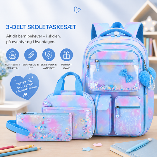 SkoleStjerne™ – 3-delt skoletaske-sæt med glimmer