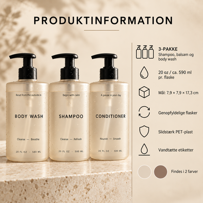 BadeOrden™ – Stilrene dispensere til shampoo, balsam og showergel