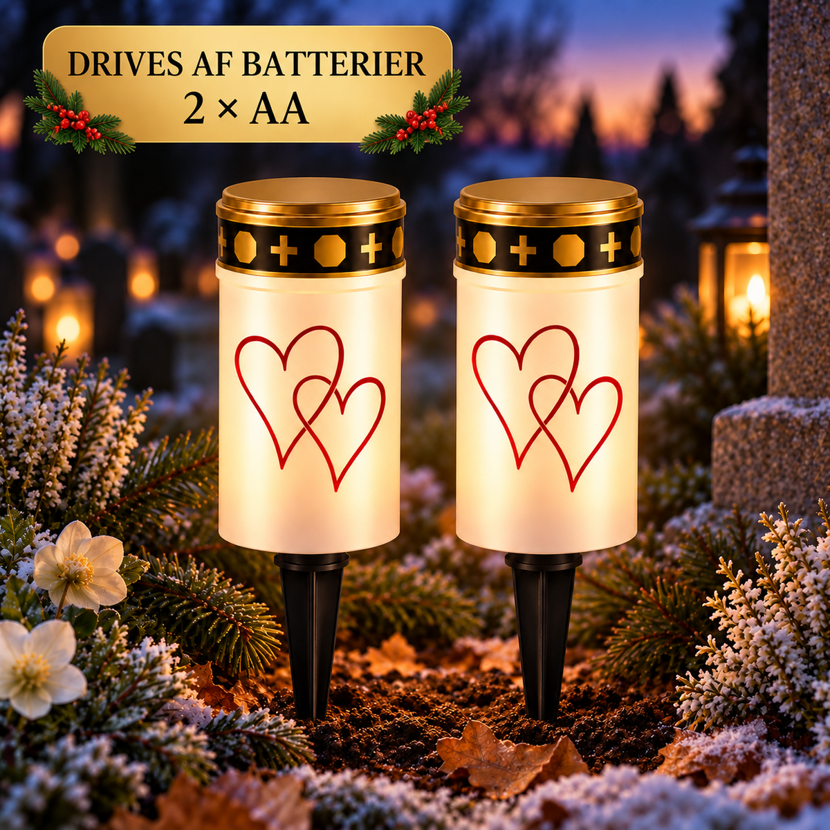 GravLys™ – Smukke mindelys med LED, solcelle og batteridrift