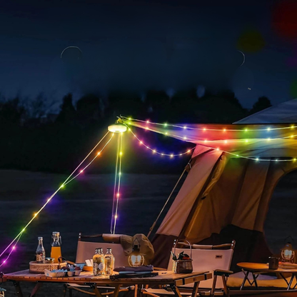 LejrLys™ 4-i-1 – Campinglampe med lyskæde & powerbank