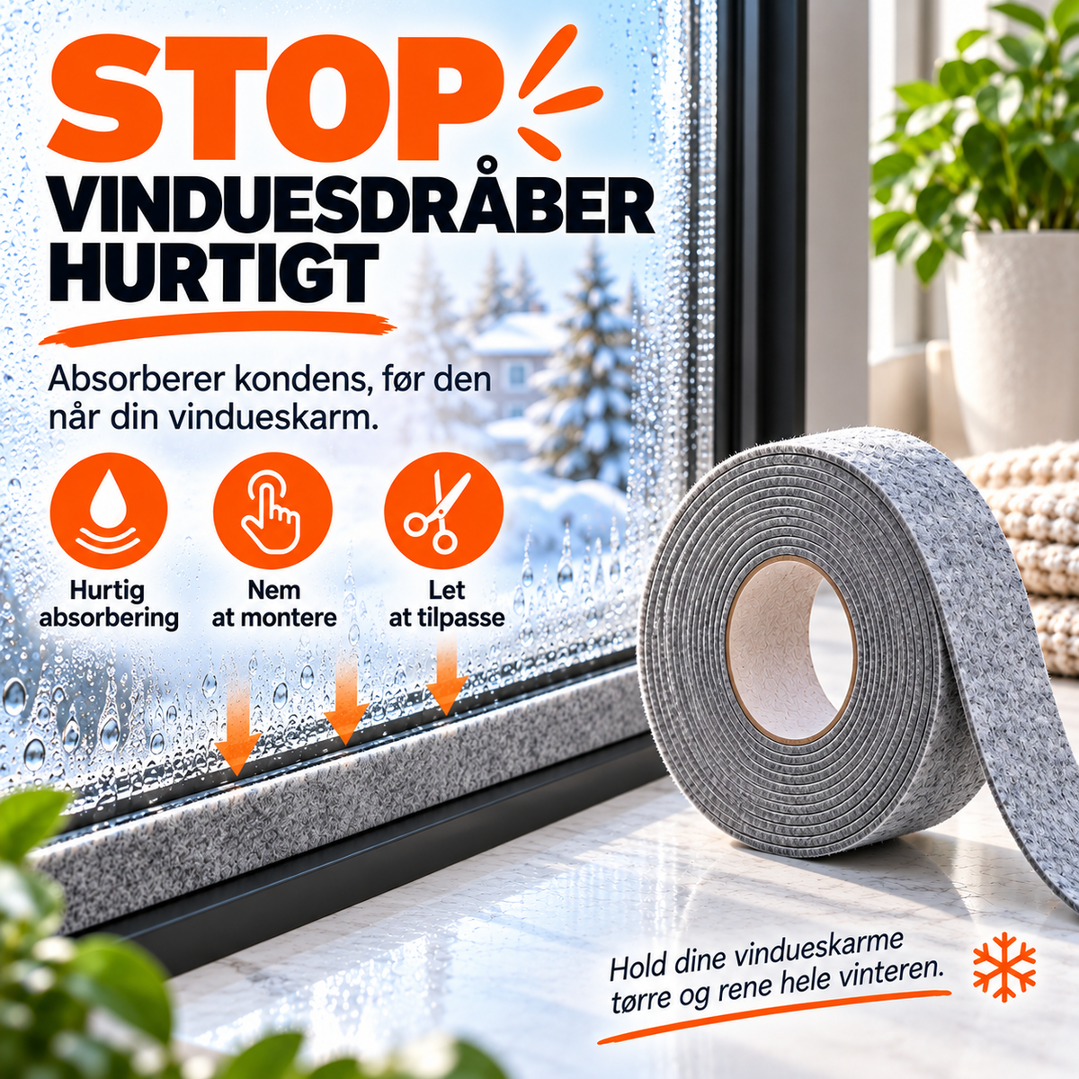 DugStop™ – Absorber kondens fra vinduer og hold vindueskarmen tør