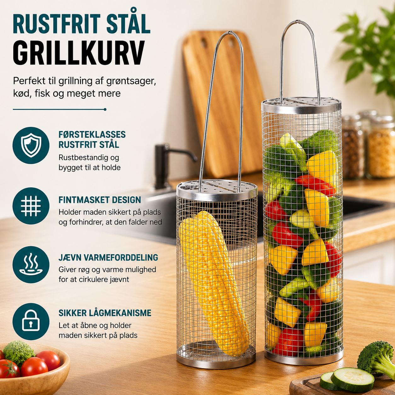 GrillKurv™ 360 – Perfekt grillning uden mad, der falder gennem risten
