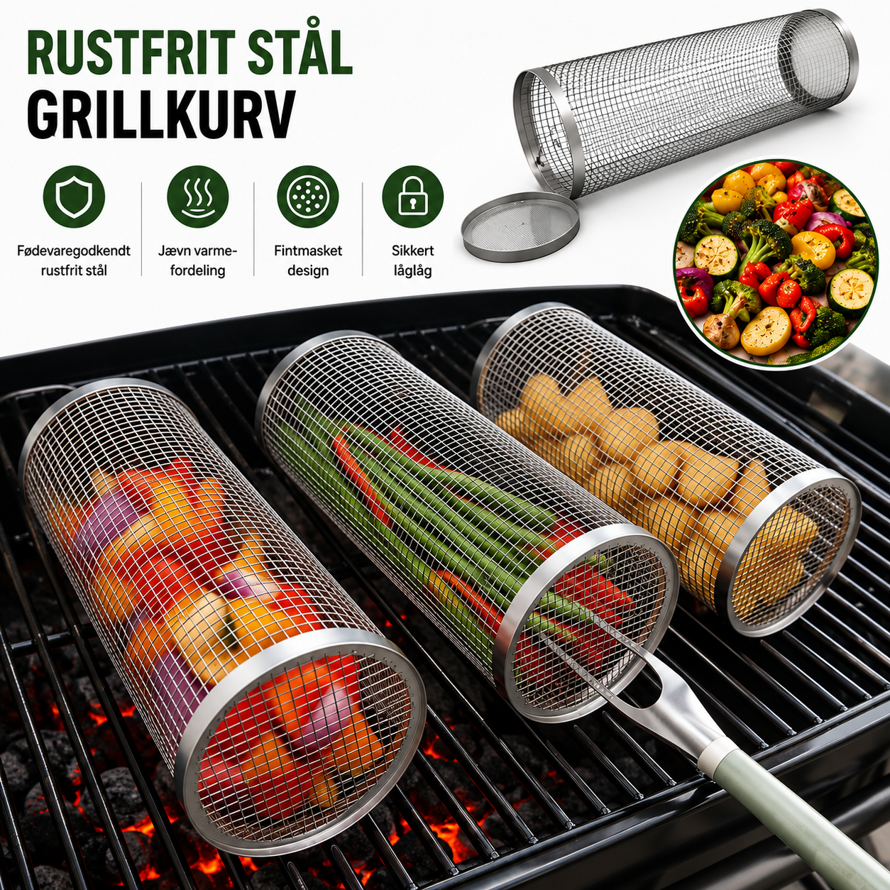 GrillKurv™ 360 – Perfekt grillning uden mad, der falder gennem risten