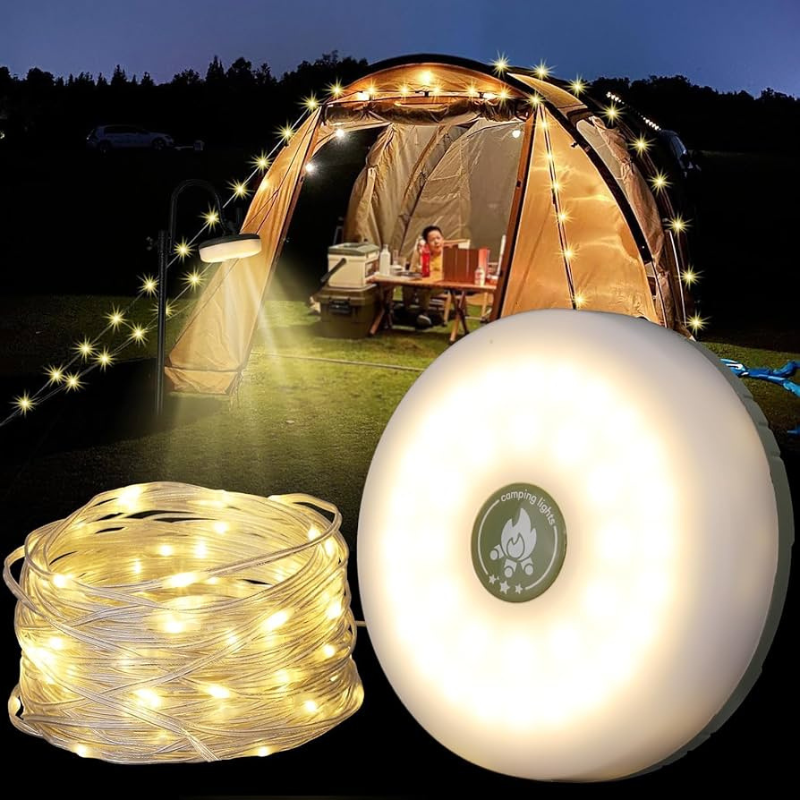LejrLys™ 4-i-1 – Campinglampe med lyskæde & powerbank