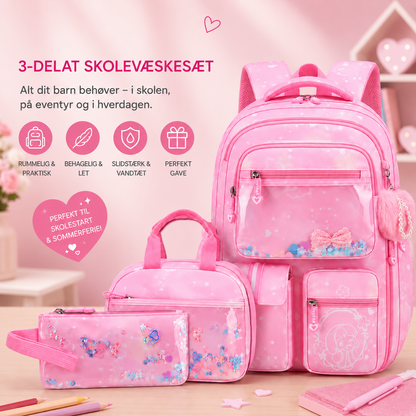 SkoleStjerne™ – 3-delt skoletaske-sæt med glimmer