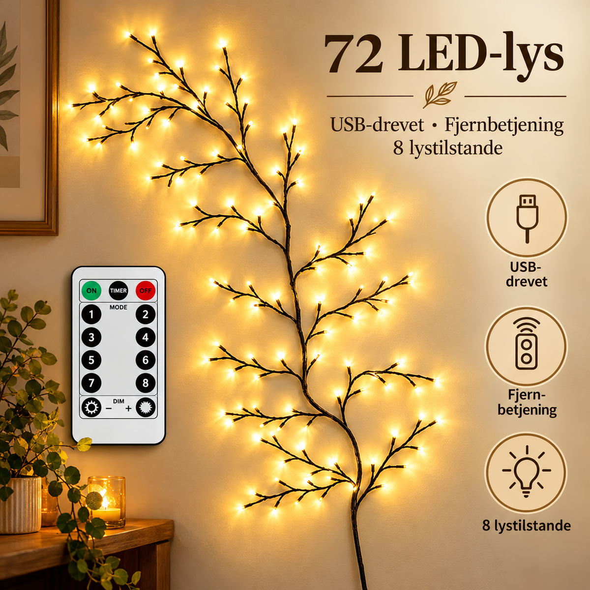 JuleGlimt™ – Lysende LED-grene, der skaber magisk julestemning