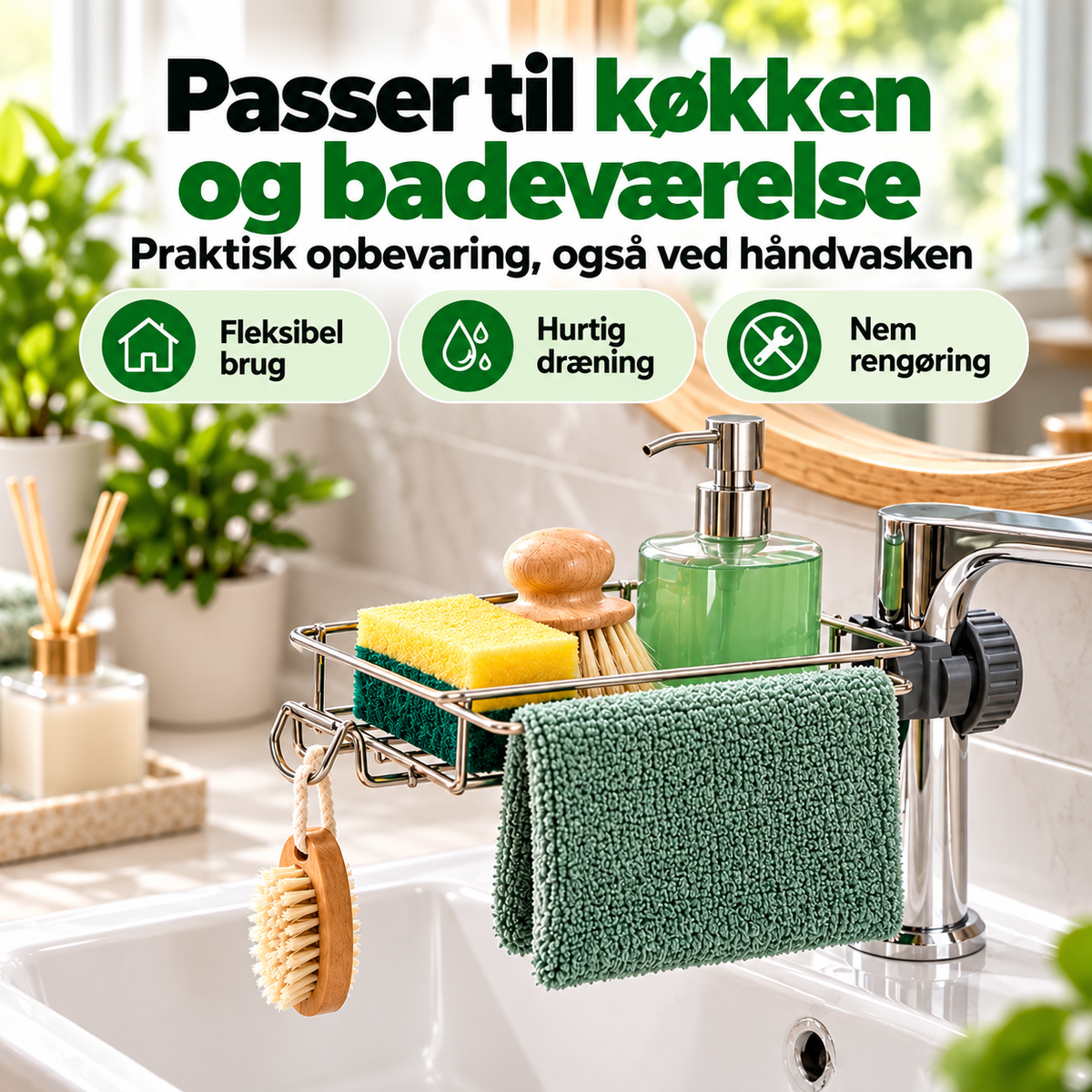 VaskOrden™ – Hold svampe og opvaskeredskaber samlet ved vasken
