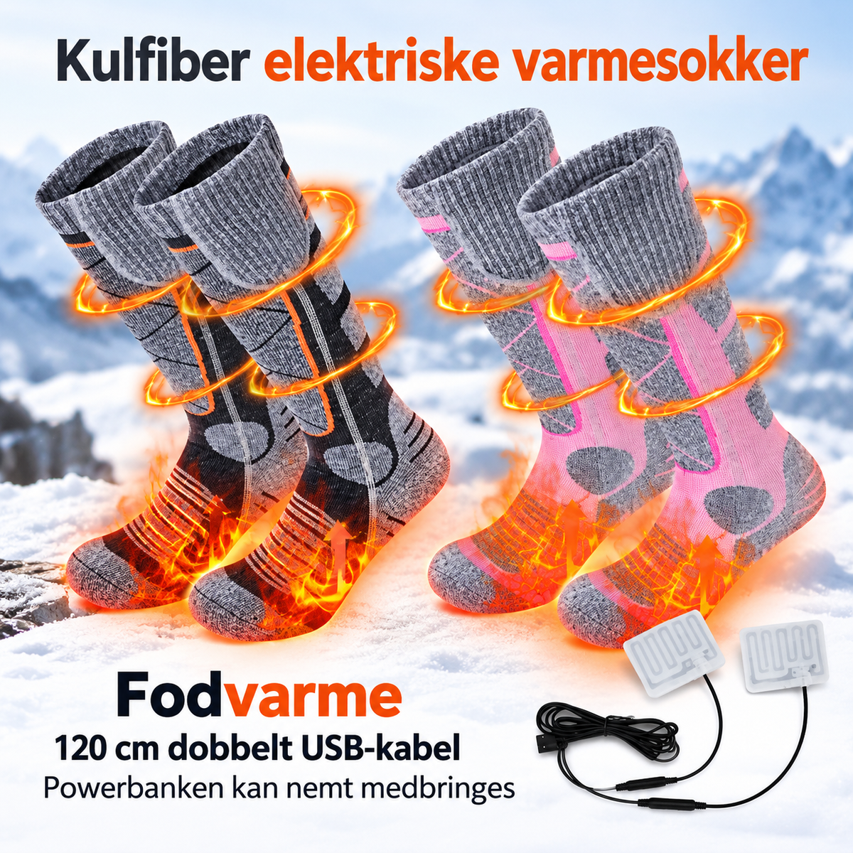 VarmeFødder™ – Hold fødderne varme hele vinteren med genopladelige varmestrømper