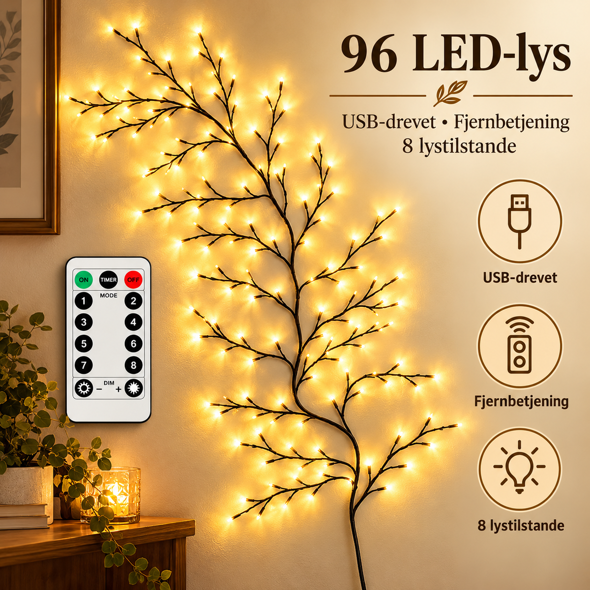 JuleGlimt™ – Lysende LED-grene, der skaber magisk julestemning