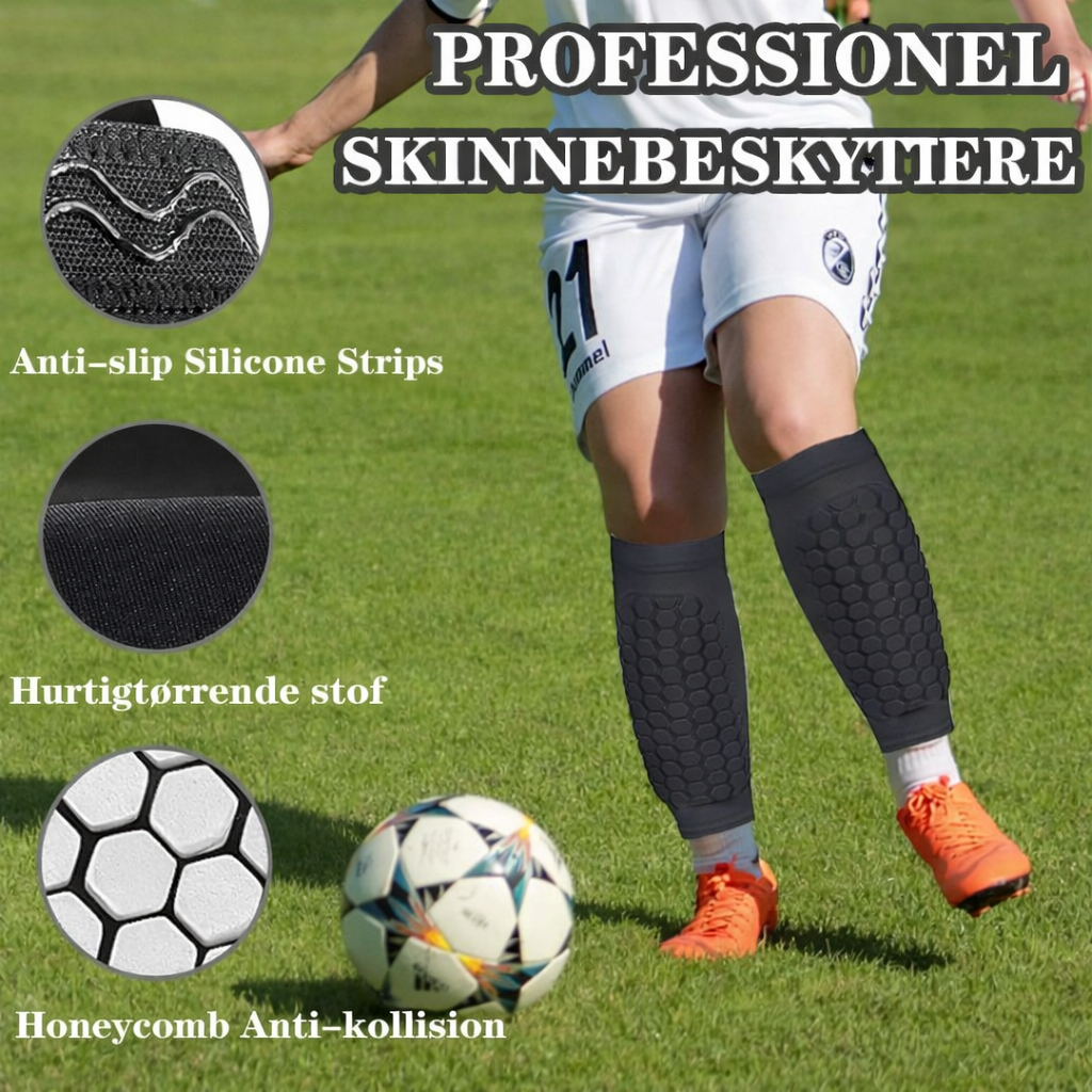 ShieldFlex™ Fodboldbenskinner – Let og fleksibel beskyttelse med honeycomb-teknologi for maksimal komfort og sikkerhed