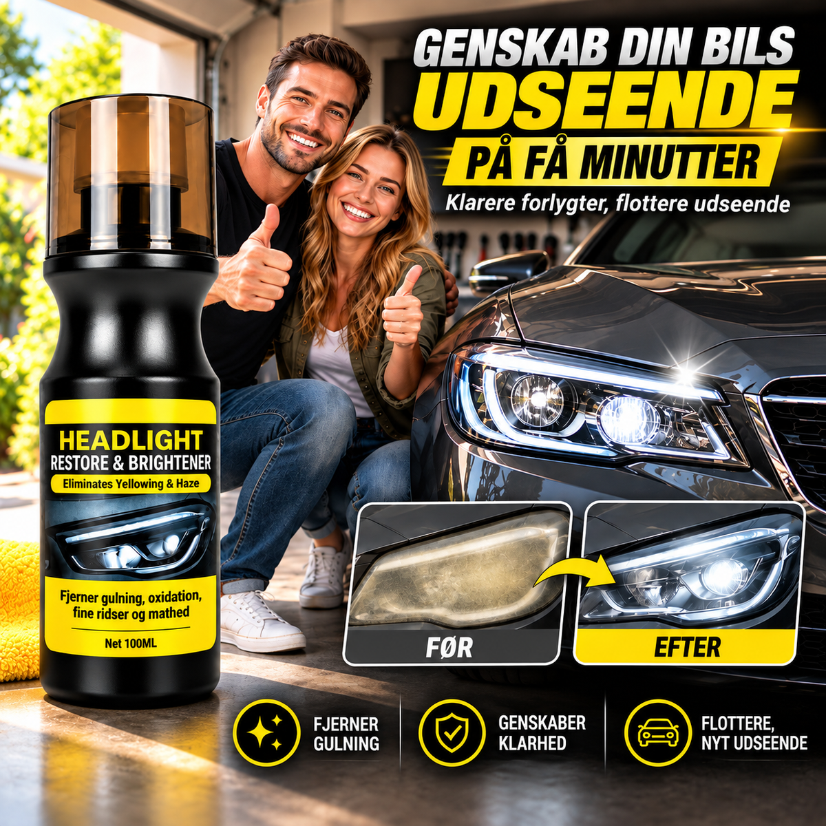 LygteKlar™ – Giv bilens matte forlygter nyt liv og glans