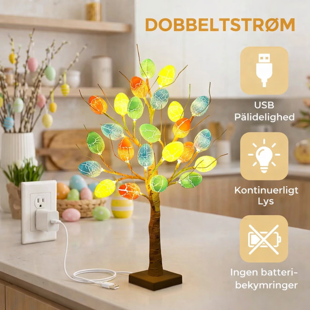PåskeLys™ – Dekorativt Påsketræ med Lys og Æg