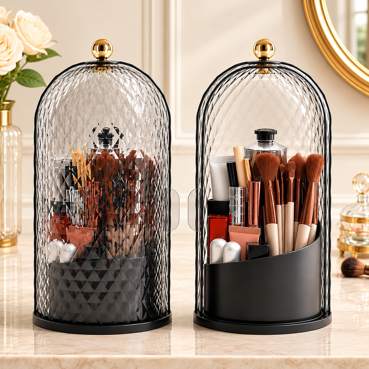 MakeupOrden™ – Hold styr på din makeup med 360° roterende opbevaring