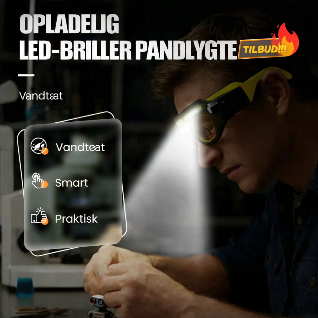 LysBrille™ Pro - Beskyttelsesbriller med indbygget LED-lys