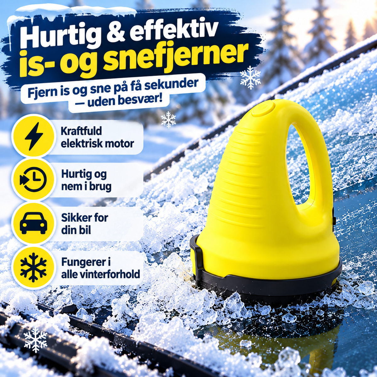 IsFri™ – Fjern is fra bilruden på få sekunder med den kraftfulde, trådløse isskraber