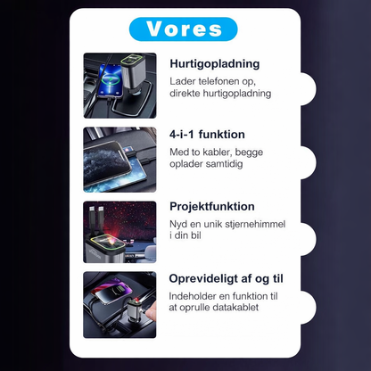 AutoLys™ – 4-i-1 Hurtigoplader med Stjernehimmel