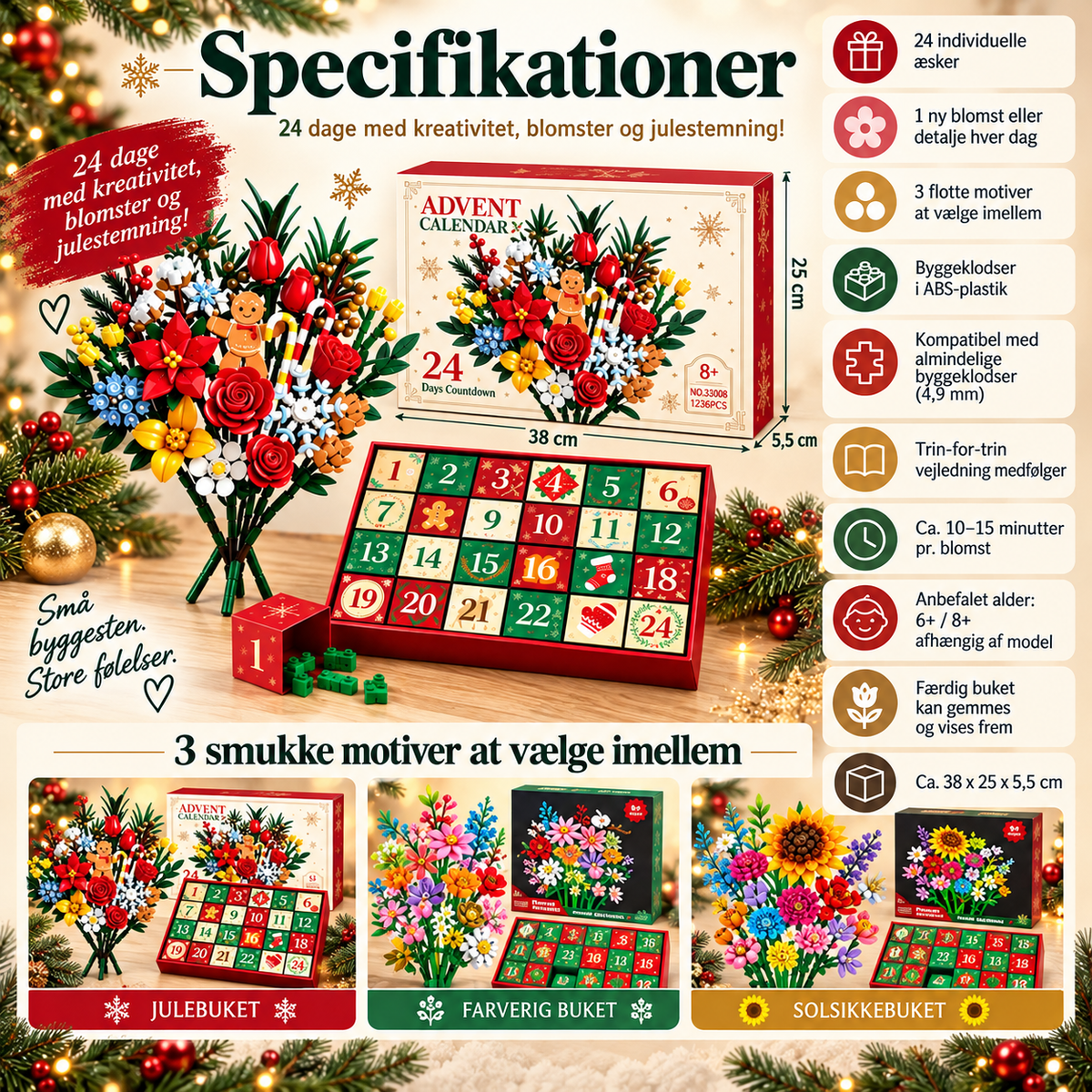 BlomsterJul™ – Byg en smuk buket med 24 magiske juleoverraskelser
