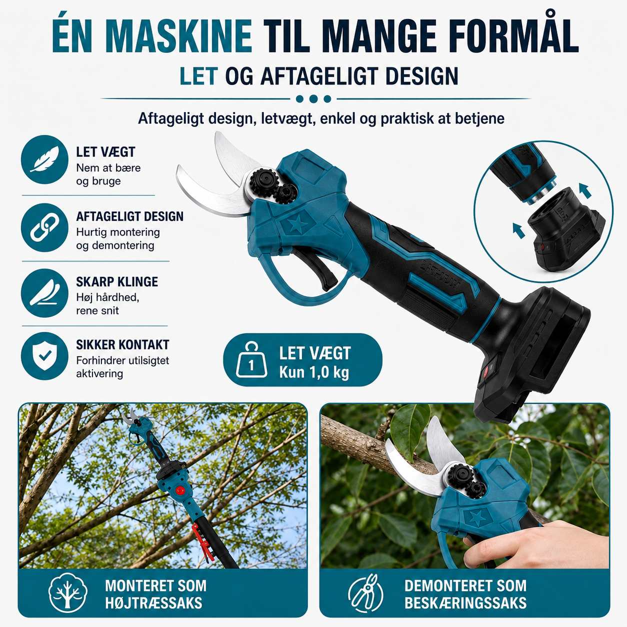 GrenKraft™ Pro - Klip grene ubesværet med elektrisk præcision