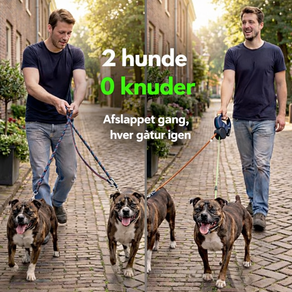 DuoSnor™ Anti-Knude Hundeline – Gå tur med to hunde uden rod og træk