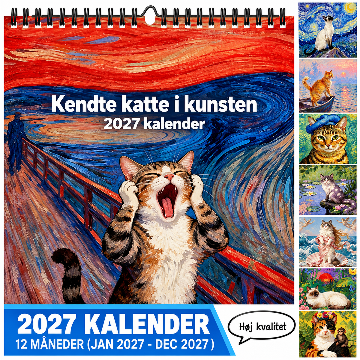 KunstKatte™ – Verdensberømt kunst møder kattehumor hele året