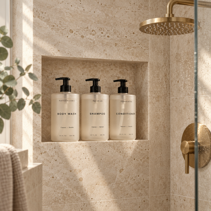 BadeOrden™ – Stilrene dispensere til shampoo, balsam og showergel