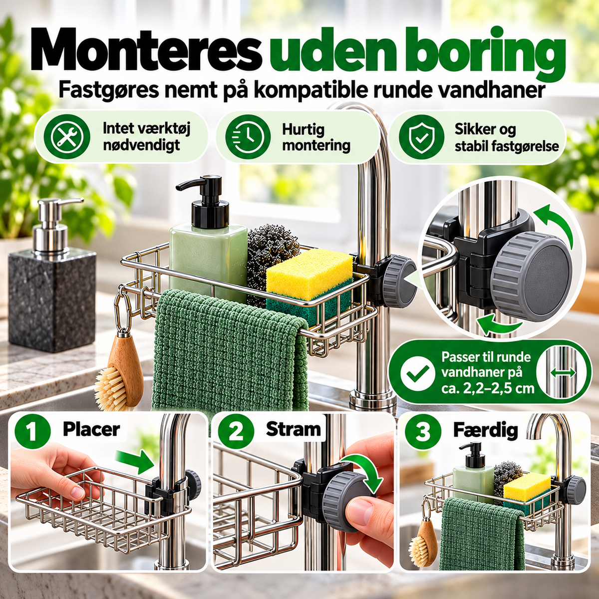 VaskOrden™ – Hold svampe og opvaskeredskaber samlet ved vasken