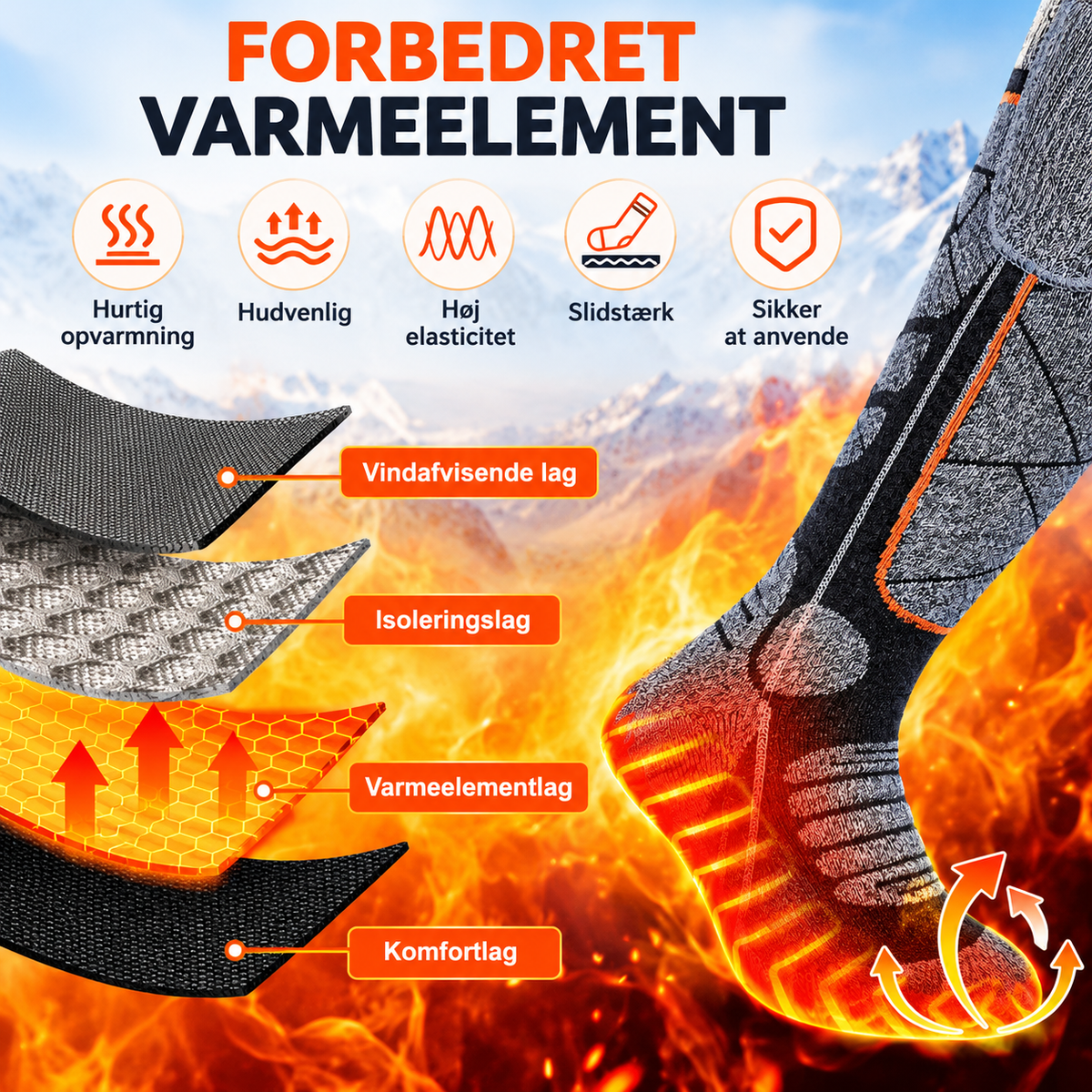 VarmeFødder™ – Hold fødderne varme hele vinteren med genopladelige varmestrømper