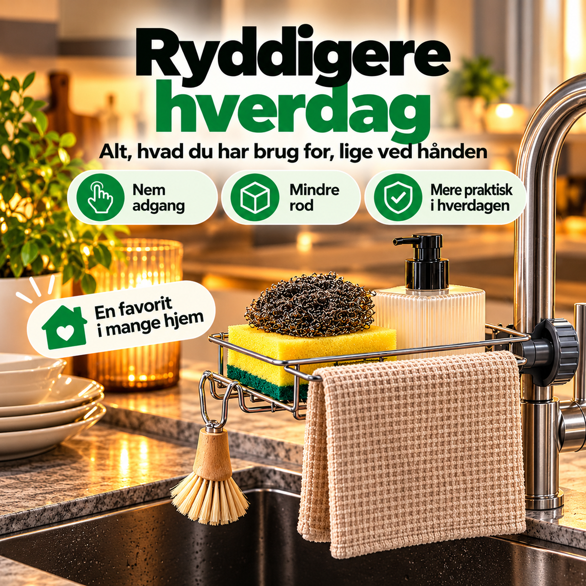 VaskOrden™ – Hold svampe og opvaskeredskaber samlet ved vasken