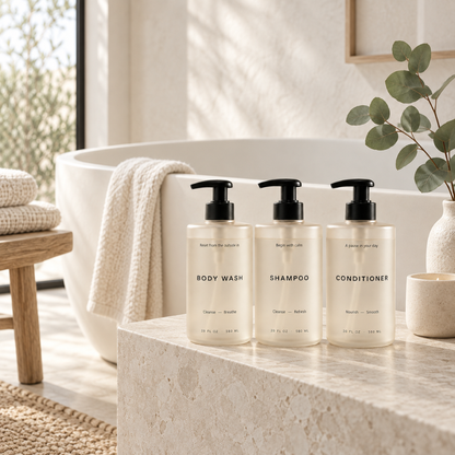 BadeOrden™ – Stilrene dispensere til shampoo, balsam og showergel