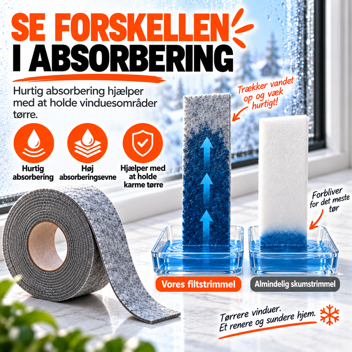 DugStop™ – Absorber kondens fra vinduer og hold vindueskarmen tør