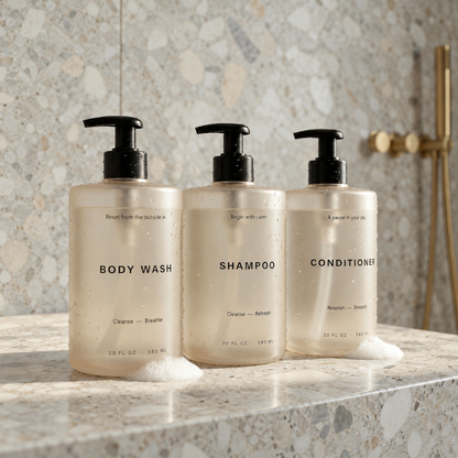 BadeOrden™ – Stilrene dispensere til shampoo, balsam og showergel